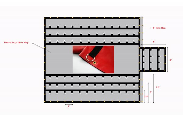 Lumber Tarp with Flap for Flatbed Truck and Trailer - 8' Drop